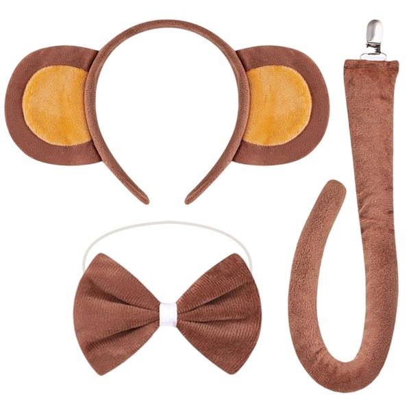 Tirdkid Monkey Ears Headband & Tail Set – Perfect Costume