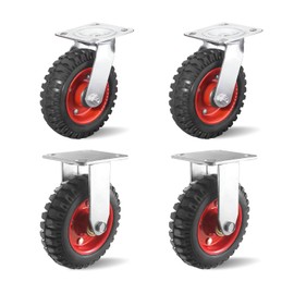8 Inch Caster Wheels, Casters Set of 4 Heavy Duty, Industrial Castors for Moving Needs, Plate Castor Wheels Perfect for Furniture, Equipment (8INCH 2*Swivel+2*Fixed)