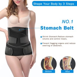 TiRain 3 in 1 Postpartum Belly Wrap Waist Pelvis Band, 3 in 1 postpartum belly support recovery after birth belly band Tummy Binder Slimming Belt Black Plus Size fit US 14-18