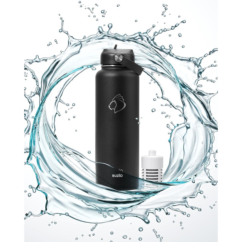 BUZIO 2 Water Bottle Filter Replacements, Carbon Filters for Bottles