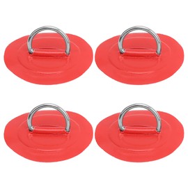 4pcs Inflatable Boat D?Ring Pad PVC D?Ring Patch with Elastic Bungee Cord for Marine Boat Kayak Raft Dinghy Canoe(red)