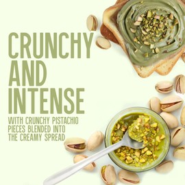 Dellabuona CRUNCHY Pistachio Cream – Premium Italian Pistachio Butter 12.34 oz Glass Jar – Pistachio Cream for Dubai Chocolate, Non-GMO, 30% Pistachio, Crunchy Texture, Gluten Free, No Palm Oil