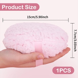 Large Body Powder Puff with Loose Powder Container - Extra Soft 6"x3" Applicator for Women, Dusting Puffs (Pink)