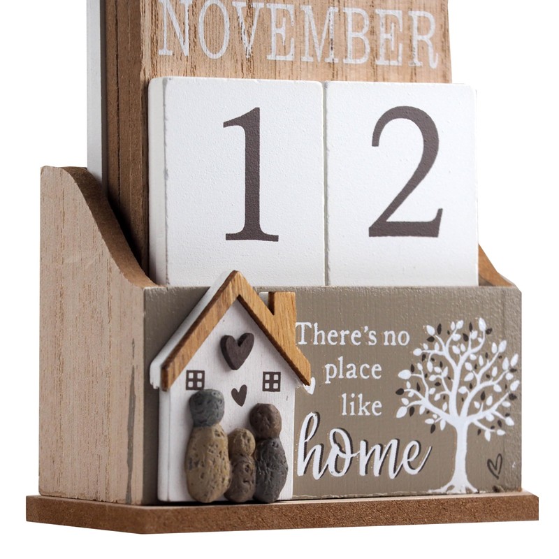 Wooden Perpetual Calendar Desktop Eternal Calendar Blocks - No Place