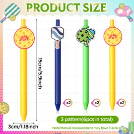 Neptniopllab 6pcs Pickleball Ballpoint Pens, Dink Ball Stationery Set for Pickleball Party Favors Sport Lover Birthday Inspirational Reward Office Home Use,0.5mm Black Ink