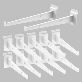 MQKIWAO 12 Inch Slatwall Shelf Bracket Set of 12, Heavy Duty Slat Wall Shelf Bracket, Metal Slatwall Shelves Accessories, Slatwall Display Hangers for Storage and Organization, White