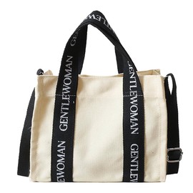 DIVA Rose Tote Bag, Canvas, Women's, Shoulder Bag, 2-Way Handbag, Stylish, Canvas, Logo, multicolor (white / black)