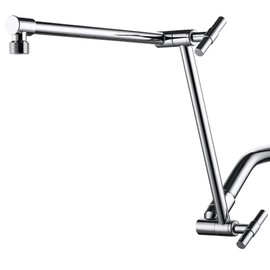 Chrome Shower Arm Extension - 13'' Adjustable Height & Range, Universal Connector, Locking Nuts