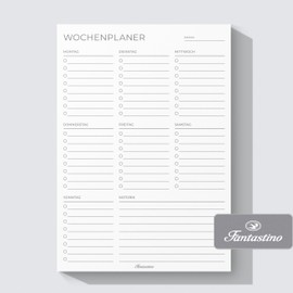 Fantastino A5 Weekly Planner Pad 100 Sheets (22+ Months) - To-Do Lists & Weekly Overview for Tasks, Appointments, Notes. Minimalist Organiser Undated to Tear Off