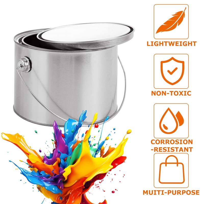 AKOLAFE 4 Pack 2 Quart Paint Cans with Lids &