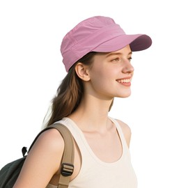 Clakllie Quick Dry Cadet Cap Detachable Military Hats for Men Women’s Sun Visor Hat Waterproof Army Cap,BSSQ2533-Pink