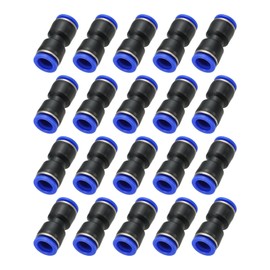 PATIKIL 20pcs 1/2" Push To Connect Fittings Plastic Airline Hose Fittings Quick Release Air Plumbing Connectors Straight Union 2-Way Coupler Tubing Blue