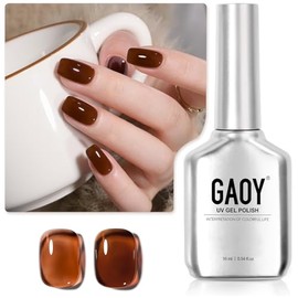 GAOY- Esmalte de uñas en gel Jelly Nude, 16 ml, esmalte en gel semipermanente translúcido marrón oscuro, curado con luz ultravioleta                  