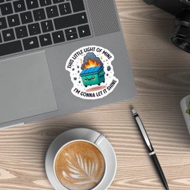 Pack 3PCS 3 Inches - Dumpster Fire Sticker, Dumpster Fire Stickers, Funny Meme Stickers, This Little Light of Mine Im Gonna Let It Shine Sticker for Laptop, Tumbler, Car, Water Bottle