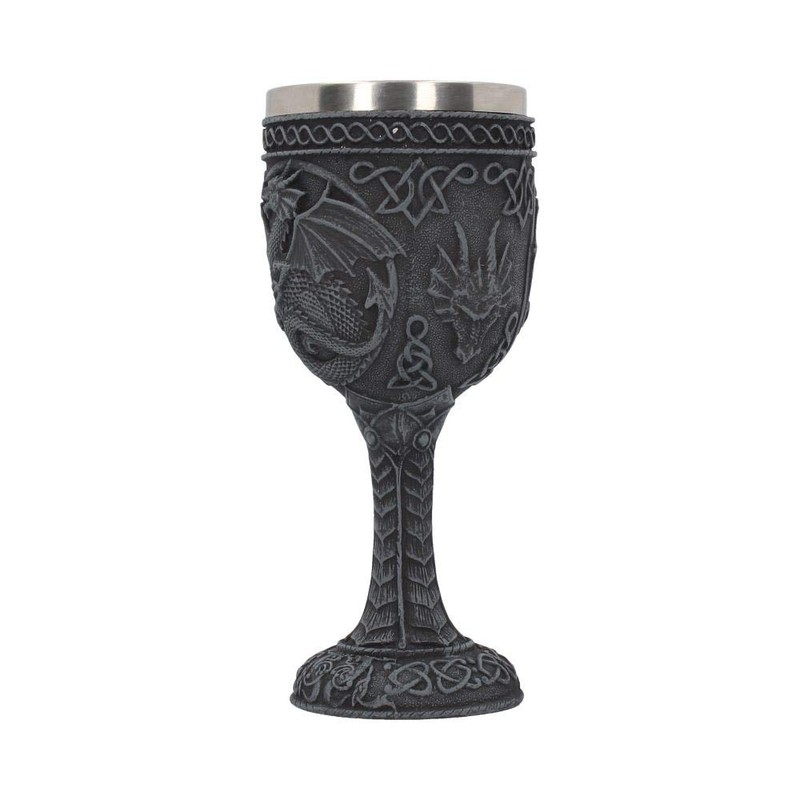 Nemesis Now Black Dragon Goblet, Resin with Stainless Steel Insert,