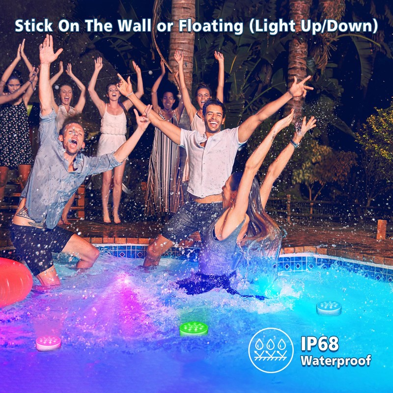 U UZOPI Pool Lights, Upgraded Rechargeable Submersible LED Lights with