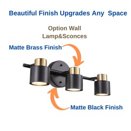 CRAFTRONOS 3 Light Track Lighting Kit, Matte Black Brass Finish 3 Way Adjustable with GU10 Modern Ceiling Directional Spot Lighting for Kitchen,Bedroom,Living Room