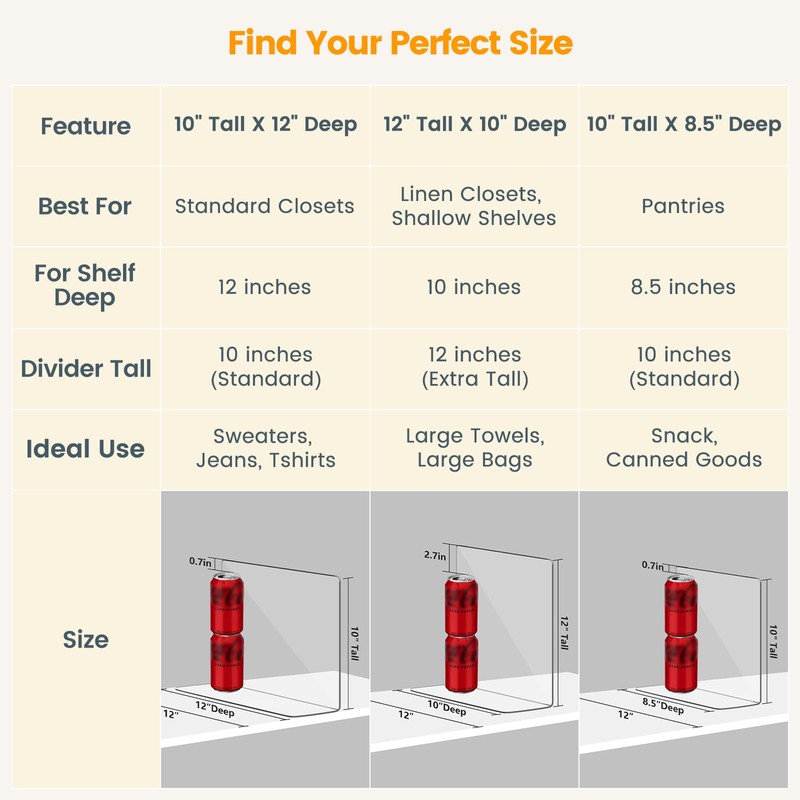 OKPOW Acrylic Shelf Dividers for Closet Organization: 8 Pack Durable