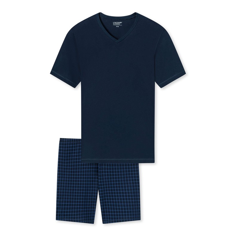 Uncover by Schiesser Men's Short Pyjamas, midnight blue