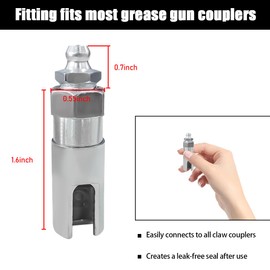 Yourkar Grease Gun Coupler with 1/8 inch NPT Threads, Push on Slotted Right Angle 90 Degree Grease Gun Coupler, Grease Coupler Fits Standard 1/8 inch NPT Grease Hoses