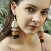 Bohemian Layered Long Pom Pom Tassel Earrings Drop Dangle Tiered