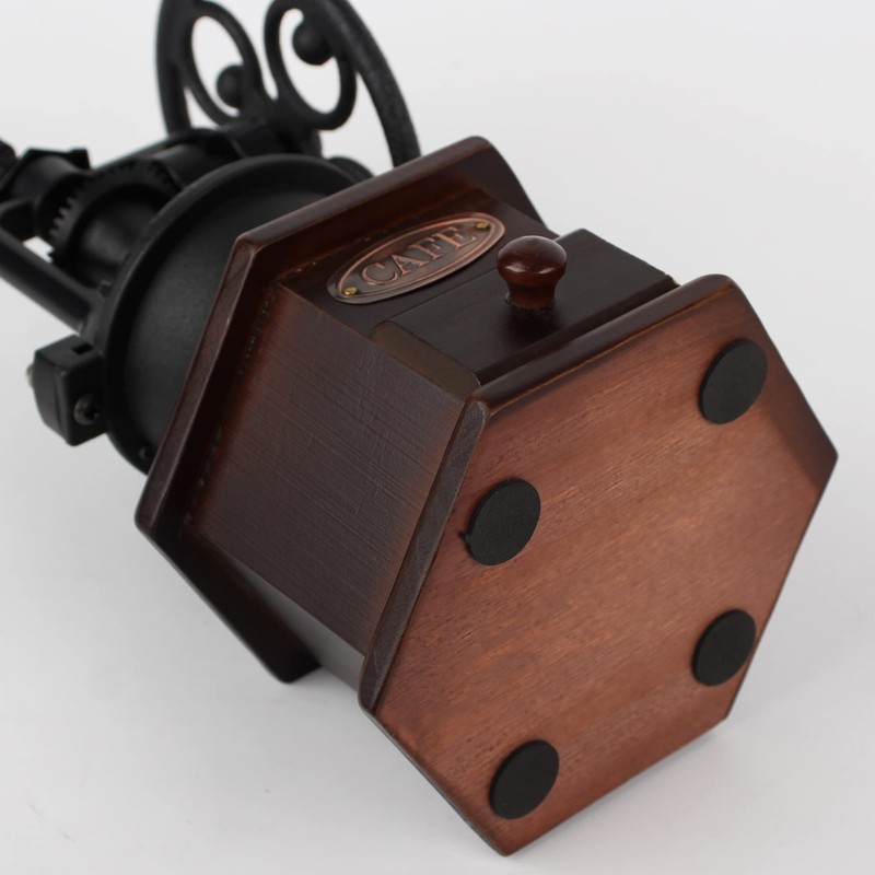 Coffee Grinder,Wooden Coffee Bean Grinder Manual Coffee Grinder Roller, Antique