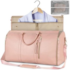 Garment Bags For Travel, Convertible Carry On Garment Bag Large Duffle Bags For Women, 2 In 1 Hanging Suitcase Suit Water Resistant Duffel Travel Bags With Shoe Pouch,Available In Three Colors - Color: pink