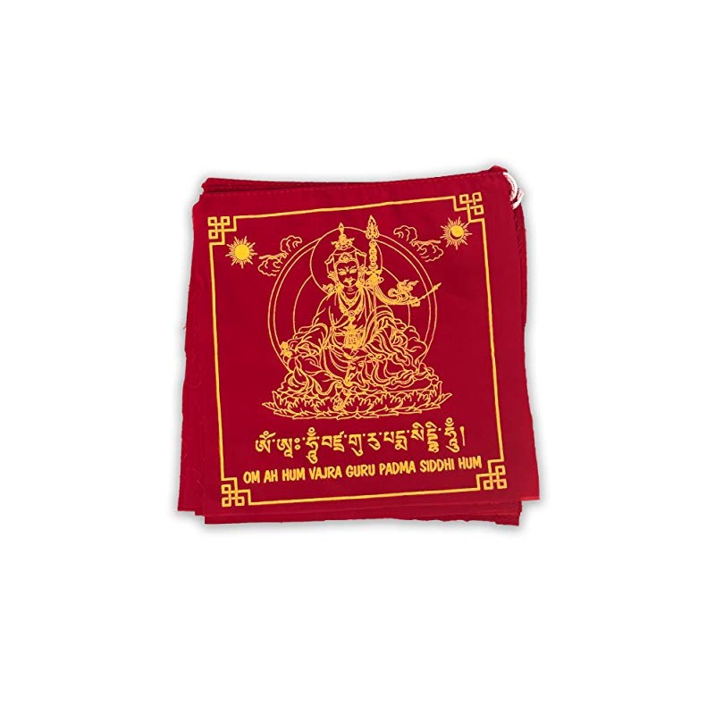 Large Handmade Guru Rinpoche Prayer Flags Solid Red Color
