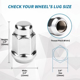 Gaemi M14x2 Lug Nuts,20 PCS Chrome Closed End Bulge Acorn Wheel Lug Nut for Aftermarket Wheels,3/4 Inch Hex