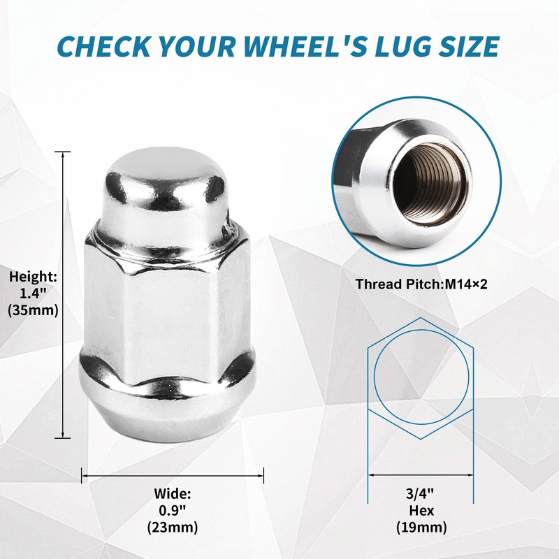 Gaemi M14x2 Lug Nuts,20 PCS Chrome Closed End Bulge Acorn