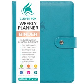 Clever Fox Weekly Planner Binder – Goal Setting Planner for Time Management & Weekly Tasks – Work & Life Organizer with To Do List & Habit Tracker – Undated, 7″ x 9″ Hardcover (Turquoise)