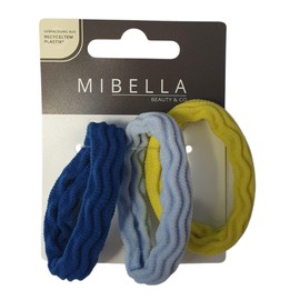 Mibella Haargummis, 9er Set Zopfabbinder, Blau, Hellblau und Gelb, Wellenmuster, Haarstyling, Haarpflege, Haardesign 28604