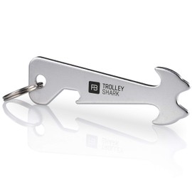 Trolley Shark shopping trolley token key ring – removable shopping trolley chip made from stainless steel/metal – does not get stuck in the deposit slot – FABACH®