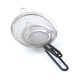 Graduated Stainless Steel Mesh Strainer Set - Black - Set of 3