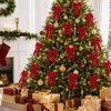 Red Velvet Christmas Tree Bows, 24 Pack, 5.1 x 10.2