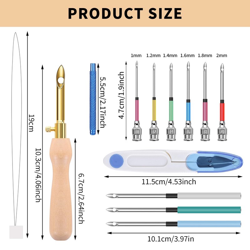 14 Pcs Punch Needle Kit with Storage Box, Adjustable Punch