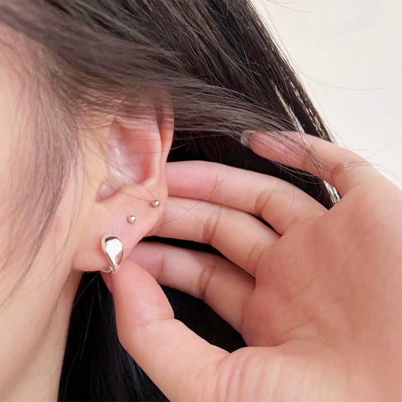 Sterling Silver 10mm Hoop Teardrop Waterdrop Sleeper Dome Huggie Drop