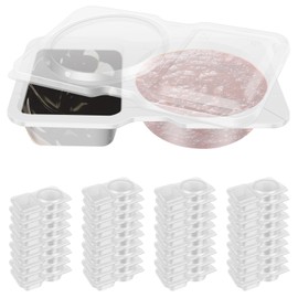 MFAUCAZB 40PCS Double Compartment Condiment Container with Lids, 2 Compartment Snack Containers, Reusable Plastic Sauce Containers, Compartment Container for to-go Sauce, Sampling, Travel Snack