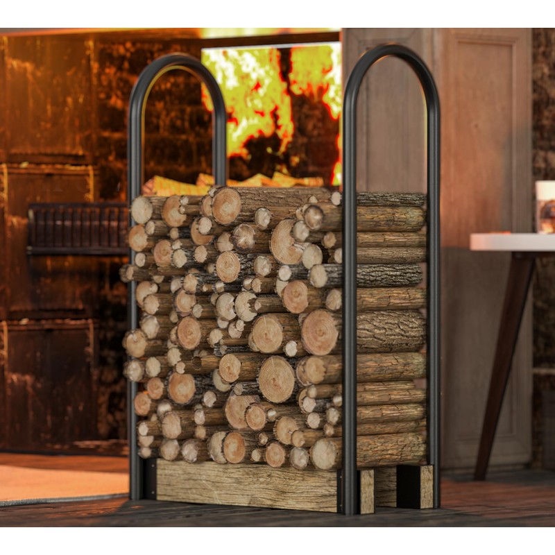 Fire Beauty Adjustable Firewood Holder Rack,Heavy-Duty Log Stand,Compatible with 2x4