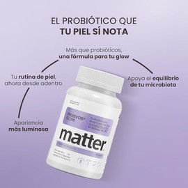 Matter Probivos Glow, Probioticos BL21 & LRa05 con Zinc TRAACS® 30 Billones de UFC, Apoyo al Bienestar Cutáneo y Equilibrio Intestinal, 1 Frasco 60 Cá