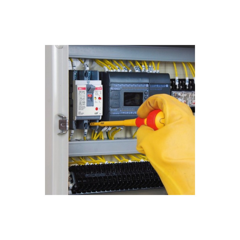 ANEX Slim Insulated Screwdriver 1000 V Compatible, Thin Shaft +2