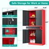 Metal Storage Cabinet with Drawer,Garage Storage Cabinet with Lock,Black Red