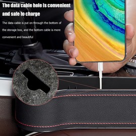 CGEAMDY Car Seat Clip In Leather Organiser, Car Seat Seam Organiser, Car Seat Side Seam Organiser, Leather Storage Compartment Between Seats In The Centre Console, Leather Organiser Car Seats (Right)