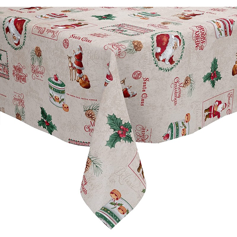 Karina Home Christmas Santa Claus Cream PVC Vinyl Wipe Clean