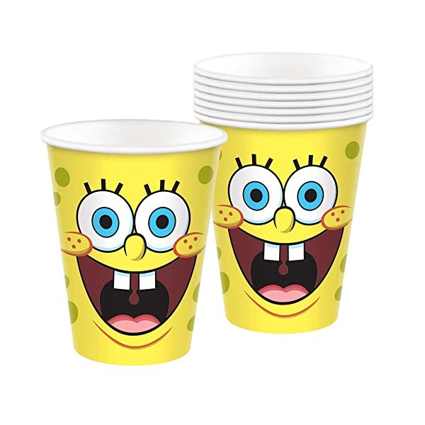 amscan Spongebob Disposable Paper Cups, 9 oz.- 8 pcs.