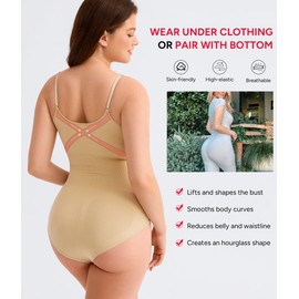 Nebility Shapewear for Women Tummy Control Shapewear Bodysuits Seamless Body Shaper Waist Trainer Snatched Body Suit (X-Large-XX-Large, Beige)
