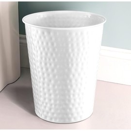 Monarch Abode 19028 - cubeta de Basura de Metal Martillado a Mano para el hogar, Oficina, recámara, Papelera Decorativa, decoración Moderna de baño, Duradero, Blanco