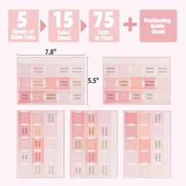 Cerpourt Bible Tabs for Women and Men 75 Tabs,Bible Tabs for Kids, Pink Bible Tabs,Bible Book Tabs,Bible Tabs for Study Bible, Bible Index Tabs,Bible Study Supplies