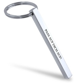 Mister Boncuk® Cubikey Keyring with Engraving Stainless Steel - Chopsticks Keyring - Gifts for Men and Women - Cuboid Keyring, Take care of yourself!