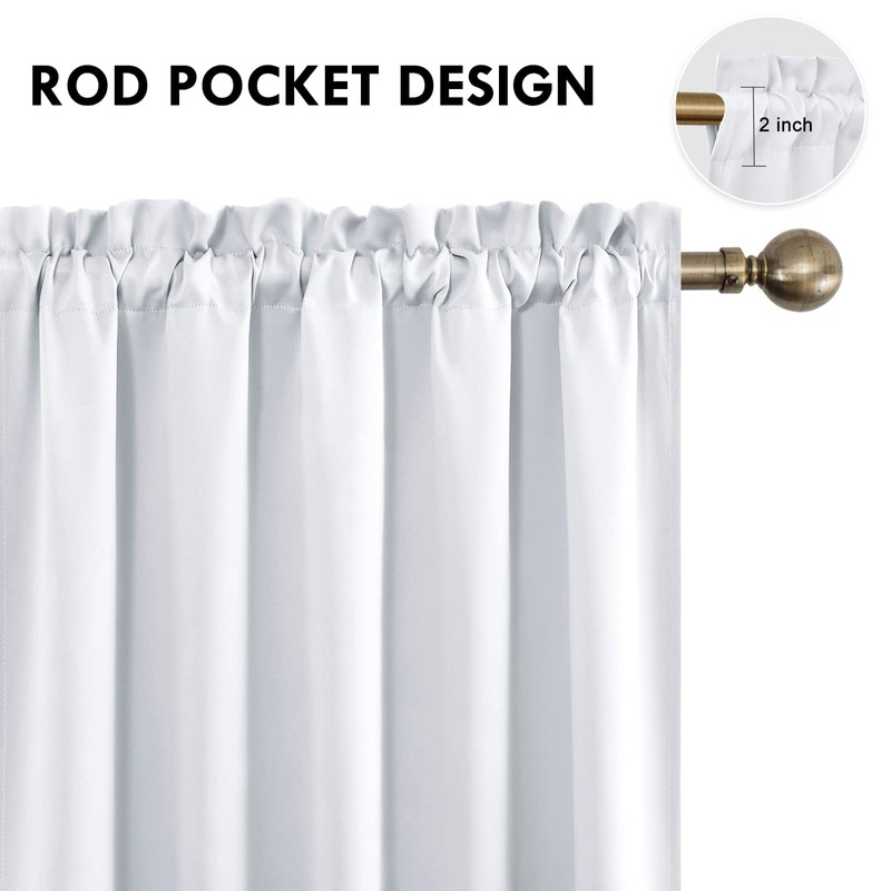 DWCN White Short Room Darkening Curtains for Kitchen/Bedroom, 42 x